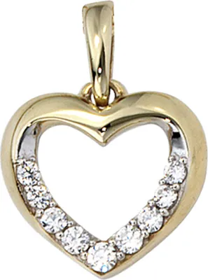 Produktbild von Anhänger Herz mit Zirkonia 333 Gold Gelbgold teilrhodiniert für Damen
