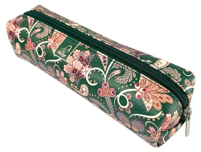 Image de Trousse rectangulaire Paisley en simili cuir vert