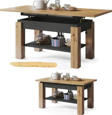 Produktbild von All4All Couchtisch Astra , Kaffeetisch , Wohnzimmertisch , Sofatisch mit Ablage , höhenverstellbar , Sofatisch , 110x68cm , 05 , Artisan+ ANTHRAZIT