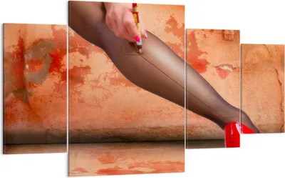 Produktbild von Bild auf Leinwand - Leinwandbild - Bein Strumpf Mode Ferse - 160x90cm - Wand Bild - Wanddeko - Leinwanddruck - Bilder - Kunstdruck - Wanddekoration - Leinwand bilder - Wandkunst - DL160x90-2239