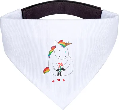 Produktbild von Mr. & Mrs. Panda Halstuch Für Hunde Einhorn Traurig - Weiß - Geschenk, Freunde, Tuch, Hund, Unicorn, Liebe, Trauer, Hundehalstuch, Blume, Einhörner