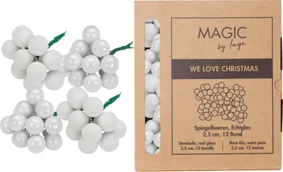 Produktbild von Weihnachtskugeln am Draht 2,5cm Glas 144 Stück - Pure White
