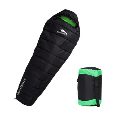 Produktbild von Steinwood Premium Schlafsack koppelbar extra breit 3-4 Season 210cm - Outdoor-Schlafsack, Mumien-Schlafsack, Hütten-Schlafsack (3/4 Season - Schwarz/Grün - Zipper Beidseitig)