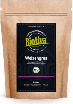 Immagine prodotto di Biotiva Erba di grano in polvere 200 g da coltivazione biologica