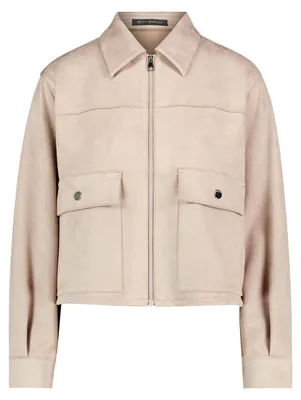 Produktbild von Betty Barclay Damen Velours Blouson, lässige Passform, Langarm, Umlegekragen, 54 cm