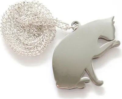 Produktbild von Katze Kette Halskette Miniblings 45cm Kätzchen Kater sitzend Edelstahl Pfote silber