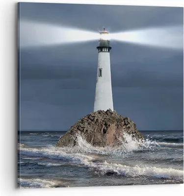 Produktbild von Bild auf Leinwand - Leinwandbild - Leuchtturm Meer - 70x70cm - Wand Bild - Wanddeko - Wandbilder - Leinwanddruck - Bilder - Kunstdruck - Wanddekoration - Leinwand bilder - Wandkunst - AC70x70-3550