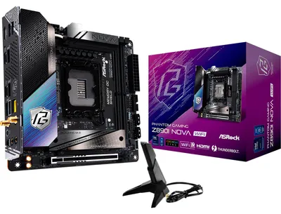Produktbild von Asrock Phantom Gaming Z890I Nova WiFi, Intel, LGA 1851 (Socket V1), Intel Core Ultra (Series 2), LGA 1851, DDR5-SDRAM, 128 GB