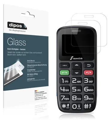 Produktbild von 2x Schutzfolie für SweetLink S2Plus - Anti-Shock 9H Folie dipos Glass Kunststoffglas