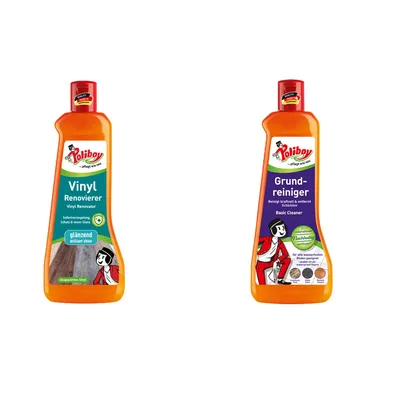 Produktbild von Poliboy Reinigungsset für Böden - Grundreiniger & Vinyl Renovierer - 1L - jeweils 500ml - Reinigung und Pflege für verschiedene Bodenarten