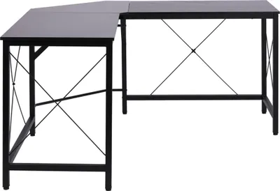 Zdjęcie produktu dla Biurko komputerowe HOMCOM, narożne, w kształcie litery L, MDF, czarne, 150 x 150 x 76 cm
