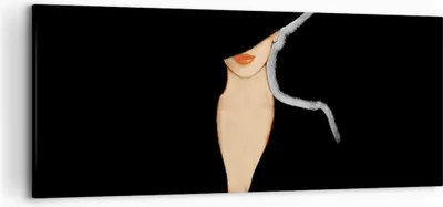 Produktbild von Bild auf Leinwand - Leinwandbild - Einteilig - Schwarz Frau Hut - 120x50cm - Wand Bild - Wanddeko - Wandbilder - Leinwanddruck - Bilder - Wanddekoration - Leinwand bilder - Wandbild - AB120x50-4341