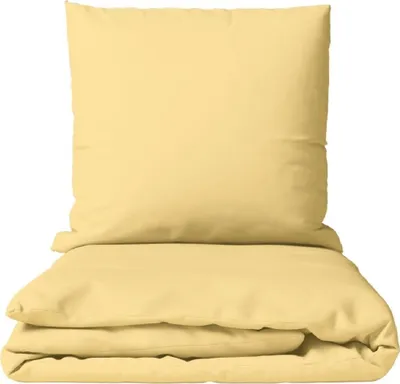 Produktbild von Renforce Bettwäsche Set 155x220 cm 80x80 cm Beige Uni 100% Baumwolle Reißverschluss