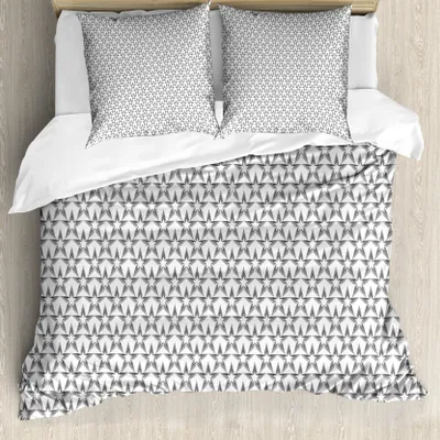 Produktbild von ABAKUHAUS Sterne Bettbezug Set für Einzelbetten, Symmetrische Kunst Nested, Milbensicher Allergiker geeignet mit Kissenbezug, 155 cm x 220 cm - 80 x 80 cm, Schwachgrau und weiß