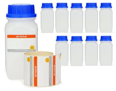 Immagine prodotto di 10x bottiglia a collo largo da 500 ml con coperchio blu, colore naturale, quadrata, G 54