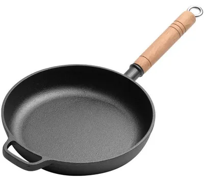 Immagine prodotto di Omgoods - Padella in ghisa con manico in legno removibile - 25 cm