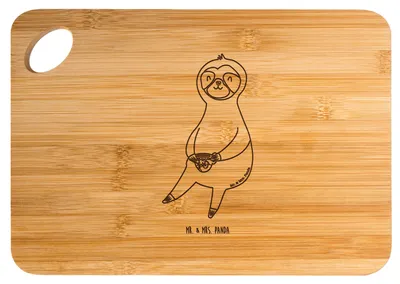 Produktbild von Mr. & Mrs. Panda Schneidebrett Faultier Kaffee - Transparent - Geschenk, Frühstücksbrett, Coffeelover, Kaffeetasse, Brett, Frühstücksbrettchen, Coffee, Holzbrett