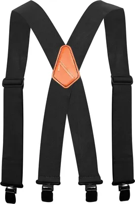 Image de Bretelles réglables - Bretelles pour salopettes de travail - Support pour vêtements - Clips métalliques en forme de X - 33,2 x 20,4 cm - Noir