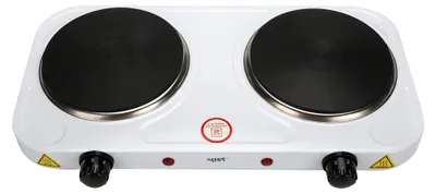 Doppelkochplatte 2500 W, 2 Gusseisenplatten, Campingkocher, weiß