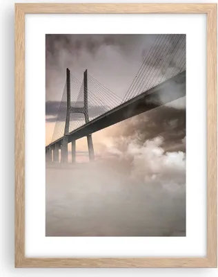 Produktbild von Gerahmtes Poster - Rahmen in heller Eiche - Brücke Nebel Wasser - 30x40 cm - Wand Bild - Wanddeko - Wandbilder - Wandposter - Bilderrahmen - Bilder - Kunstdruck - Wandbild - P2NPA30x40-3525
