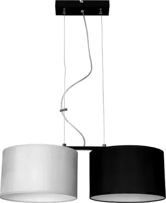 Produktbild von Moderne Pendelleuchte mit Stoffschirm 2x60W – Stilvolle Hängelampe LED geeignet
