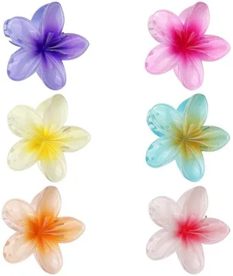 Immagine prodotto di 10 fermagli per capelli con fiori hawaiani colorati da 7 cm – Accessori per capelli per feste e spose in spiaggia