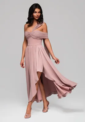 Produktbild von Ombre Elegantes Abendkleid mit drapierten Trägern pink S