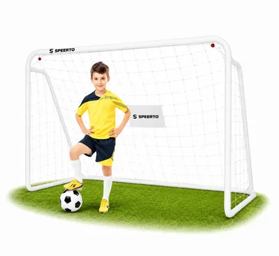 Zdjęcie produktu dla Bramka Piłkarska Metalowa SPEERTO 213x150x90cm z Siatką Treningowa Składana
