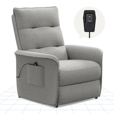 Obrázek produktu pro FLEXISPOT Elektrické polohovací křeslo s funkcí polohování a letním potahem Nastavitelné TV křeslo a TV křeslo, opěradlo 105°-155° (světle šedé)