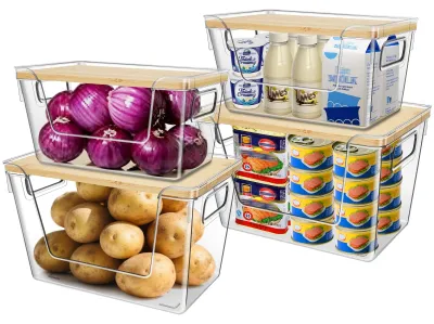 Kühlschrank-Organizer, 4-teilig, transparent, stapelbar