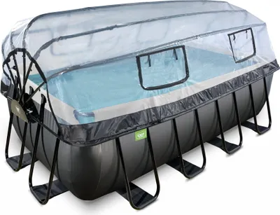 Produktbild von EXIT Black Leather Pool 400x200x122cm mit Sandfilterpumpe und Abdeckung - schwarz