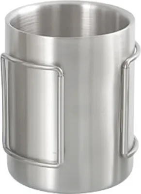 Obrázek produktu pro Hrnek na kempování, 200 ml/300 ml/400 ml, nerezová ocel, hrnek na vodu, čaj, kávu se skládacími uchy pro outdoorovou turistiku, batoh na zádech