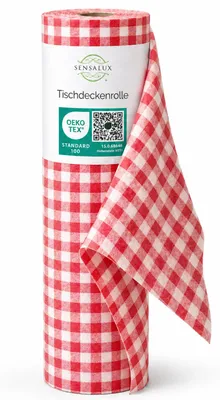 Produktbild von Sensalux Tischdeckenrolle, 1,50m x 25m Karomuster, Weiß-Rot