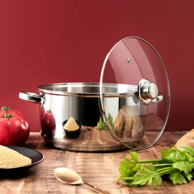 Image de Faitout - COOK CONCEPT - 7 L - Argent - Couvercle en verre - Compatible tous feux
