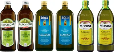 Produktbild von 2x Monini Extra Natives Olivenöl 1L nativ olio extravergine di oliva Classico + 2x De Cecco Extra Natives Olivenöl 1L + 2x Farchioni Extra Natives Olivenöl 1L
