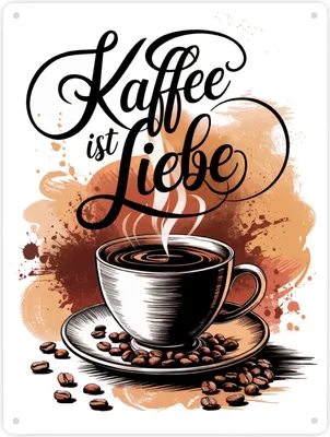 Produktbild von Kaffee ist Liebe Metallschild XXL in 28x38 cm für Kaffeeliebhaber