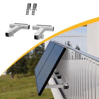 Produktbild von Powerness Aufständerung Solarmodul Halterung für Balkon (1 Set) – Verstellbar, Witterungsbeständig, Silber (0% MwSt)