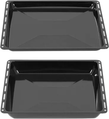 Produktbild von ICQN 455 x 375 mm 2er Backblech Set, 30 und 60 mm Extra Tiefe, Passend für Bosch, Siemens, Neff, Constructa, Flavel, Emailliert, Fettpfanne, 45,5 x 37,5 cm