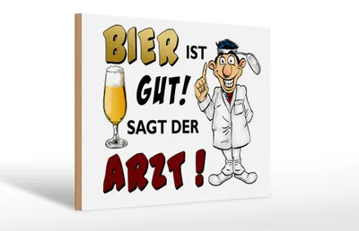 Produktbild von Holzschild  Bier ist gut sagt der Arzt, 30x20 cm, Holzschilder Spruch Alkohol