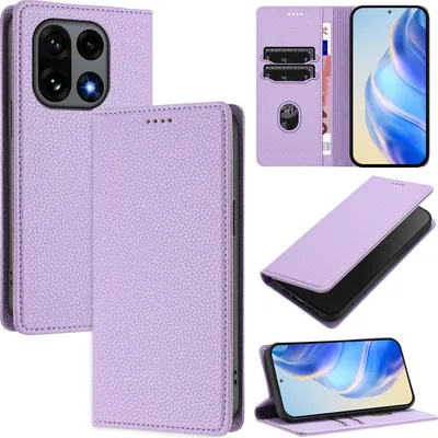 Immagine prodotto di Litchi pelle cellulare caso per OnePlus 15 Portafoglio slot per schede stand funzione caso viola
