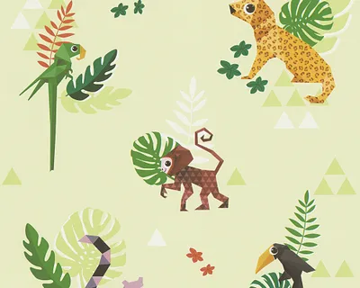 Produktbild von Esprit Home Kids Papiertapete Jungle Party bunt grün 10,05 m x 0,53 m 303033