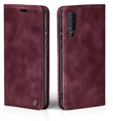 Produktbild von Handy Hülle für Samsung Galaxy A50 Klapphülle Bookcase Flip Cover Handy Tasche Etui Farbe: Weinrot