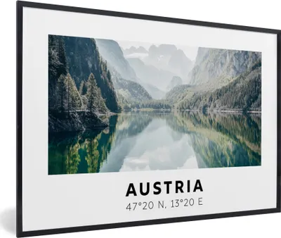 Produktbild von MuchoWow® Gerahmtes Poster Österreich - Alpen - Wasser - Berg 30x20 cm - Poster mit Schwarzem Bilderrahmen Wandposter Rahmen Foto Bilder - Kunstdruck - Bild-Poster