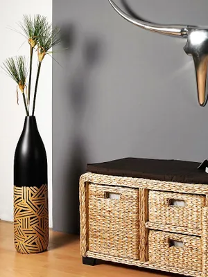 Produktbild von Mango-Holz-Vase Designvase, Deko, Dekoration, Dekovase, Holzvase, Holz schwarz braun