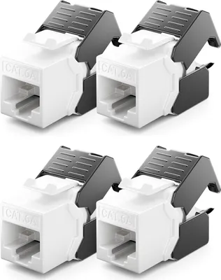Produktbild von deleyCON 4x CAT6a Keystone Jack RJ45 Modul - RJ45 Buchse zu LSA Kunststoff Snap-In Montage CAT Rohkabel 500Mhz 10GBit/s