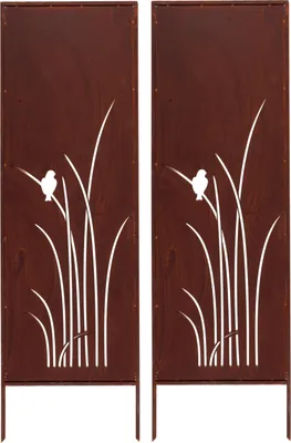 Produktbild von 2x Sichtschutz Metall - 160 cm x 50 cm - Edelrost - Rostoptik Sichtschutz für Garten - Sichtschutzelement - Sichtschutzwand - Gartendekoration Zaun ROST
