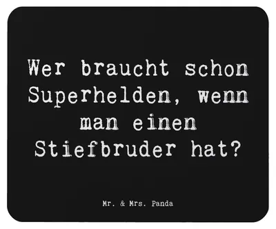 Produktbild von Mr. & Mrs. Panda Mouse Pad Spruch Stiefbruder Held - Schwarz - Geschenk, Mousepad, Stiefgeschwister, Familiengeschenke, herzerwärmende Sprüche, persönliche Erinnerungen