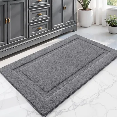 Productafbeelding van Antislip badmat van microvezel, zacht en absorberend, donkergrijs, 60 x 90 cm