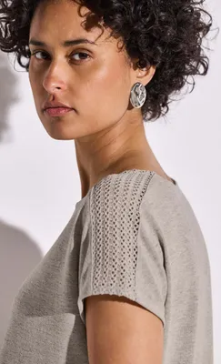 Produktbild von Street One Rundhalsshirt 'Shirt mit Spitzendetail', A323146, moonstone sand, Gr. 38