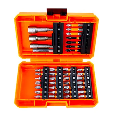 Produktbild von 39-teiliges Bohrerset, Schlagschrauber-Bits und Schraubendreher-Bits zum Schrauben und Bohren in Holz, Metall und Zement, mit Aufbewahrungskoffer